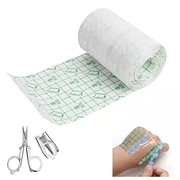 防水フィルム 医療用 ロールフィルム キズパワーパッド 大きめサイズ キズに保護テープ 防水ドレッシング キズに保護フィルム 防水 透明 粘着性 創傷用粘着 入浴 水泳 タトゥー介護 カットでき はさみを送る (幅 10cm, 長さ10m)