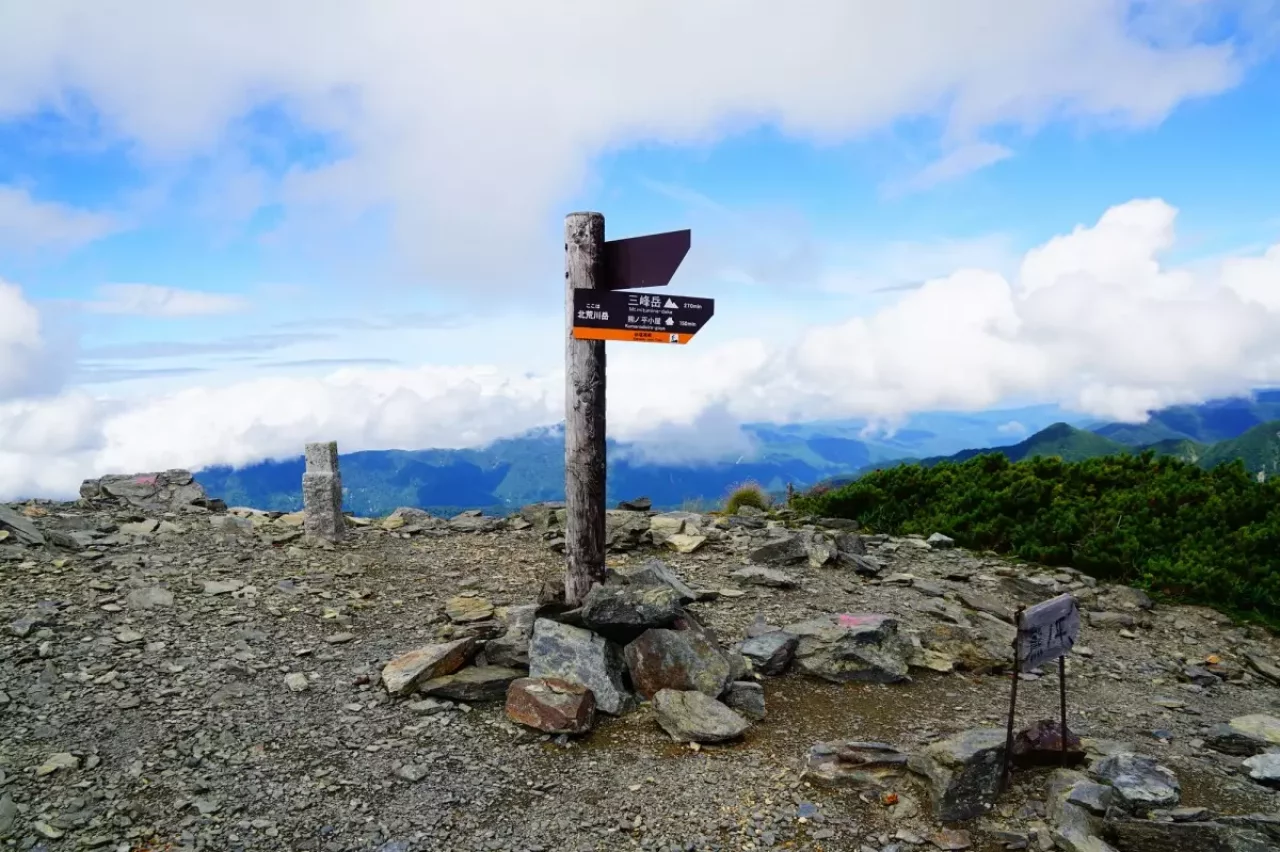 北荒川岳山頂の標識