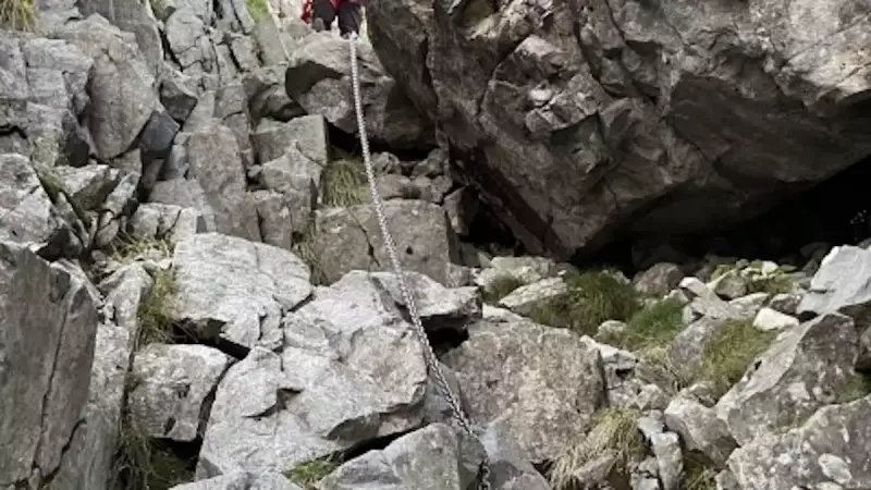 由布岳登山 東登山口ルート 鎖場