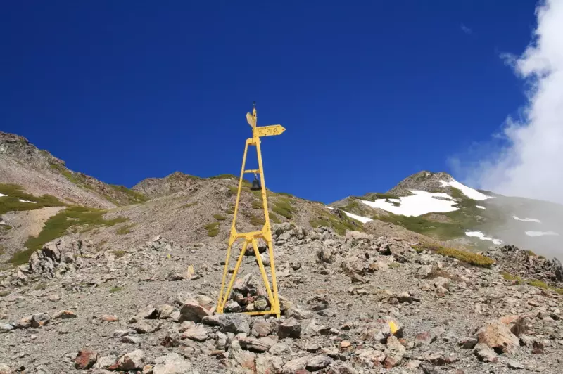 大門沢降下点の標識