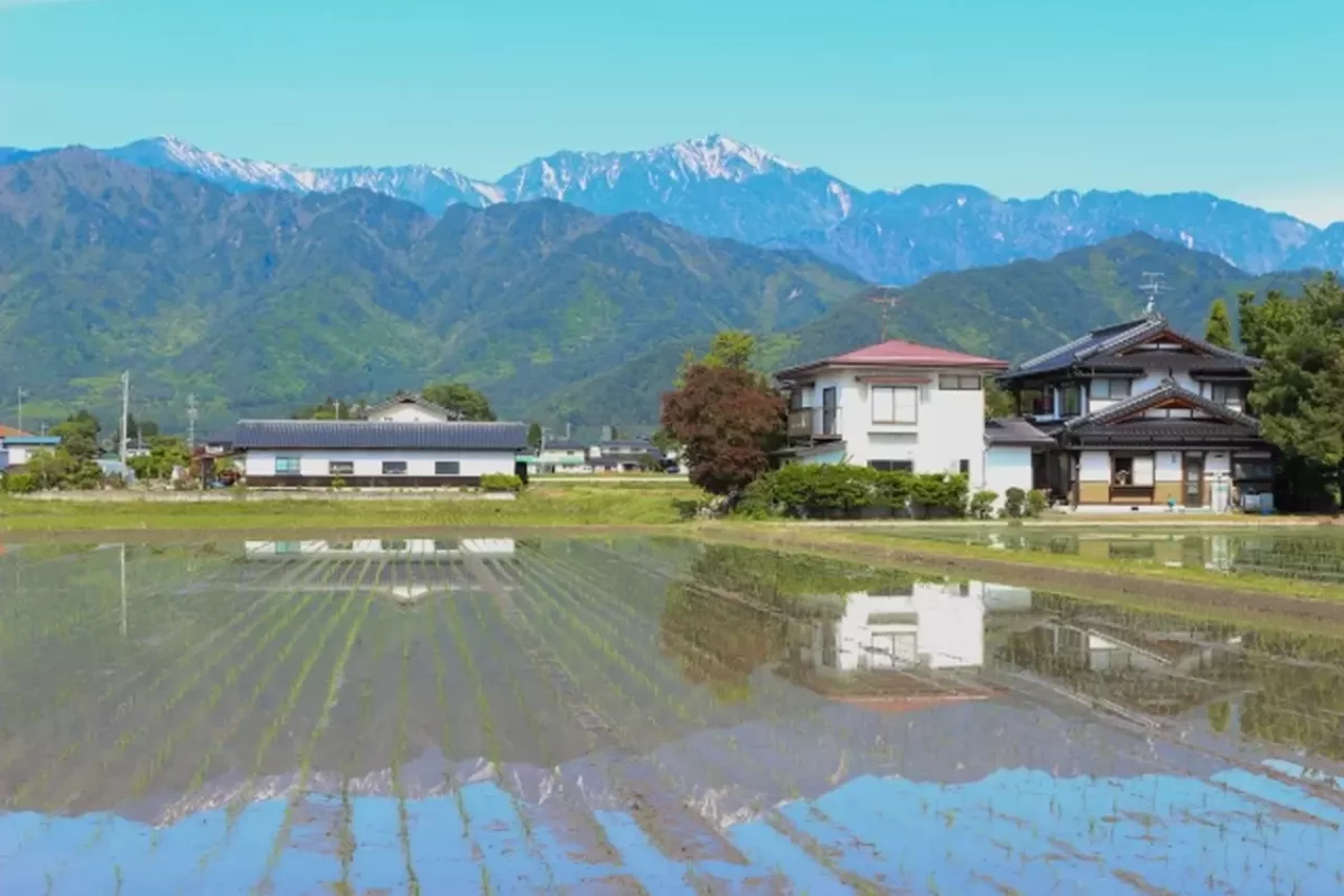 麓からみた餓鬼岳